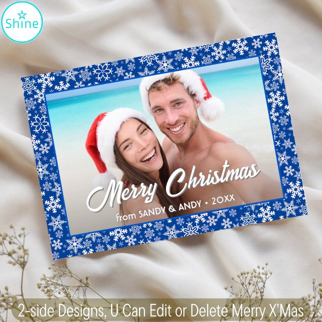 Tarjeta Festiva Navidades con copos de nieve Foto 2 diseños latera (Subido por el creador)