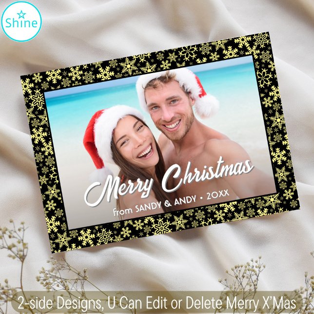Tarjeta Festiva Navidades con copos de nieve foto diseño moderno d (Subido por el creador)