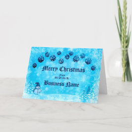Tarjeta Festiva Navidades con el logotipo Promo Business Blue Snow