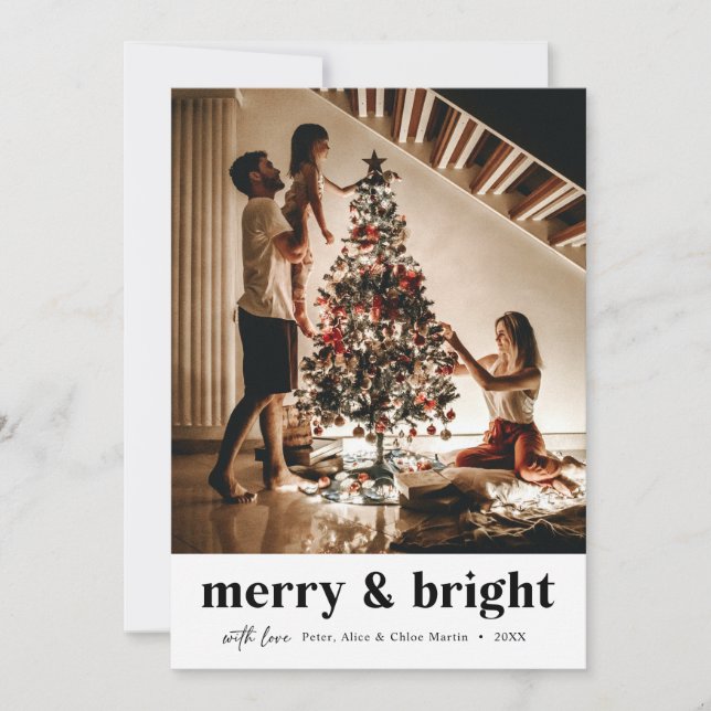Tarjeta Festiva Navidades con estilo de boho merry y Bright (Anverso)