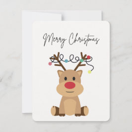 Tarjeta Festiva Navidades con "Feliz Navidad" - Renos