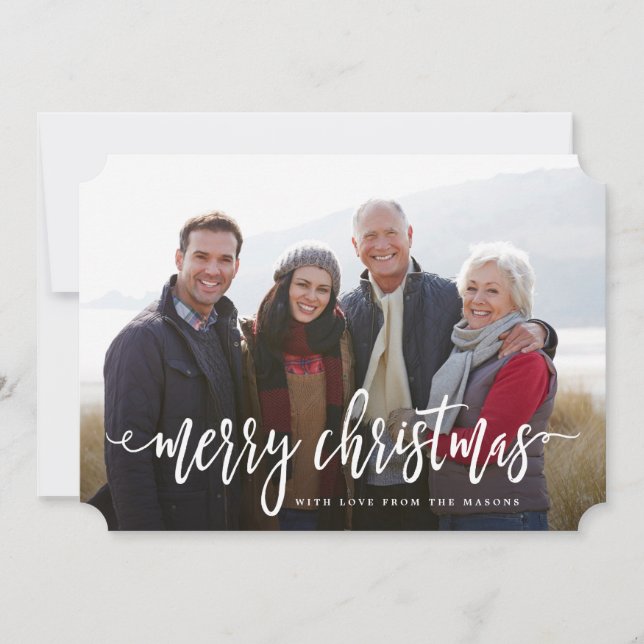 Tarjeta Festiva Navidades Con Guiones En Festividades De Fotos Neg (Anverso)