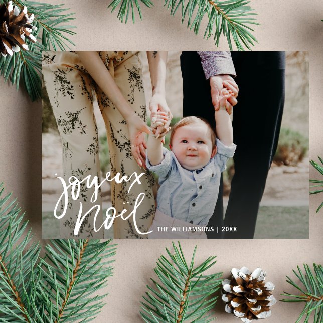 Tarjeta Festiva Navidades con letras Joyeux Noel Hand Moderno (Subido por el creador)