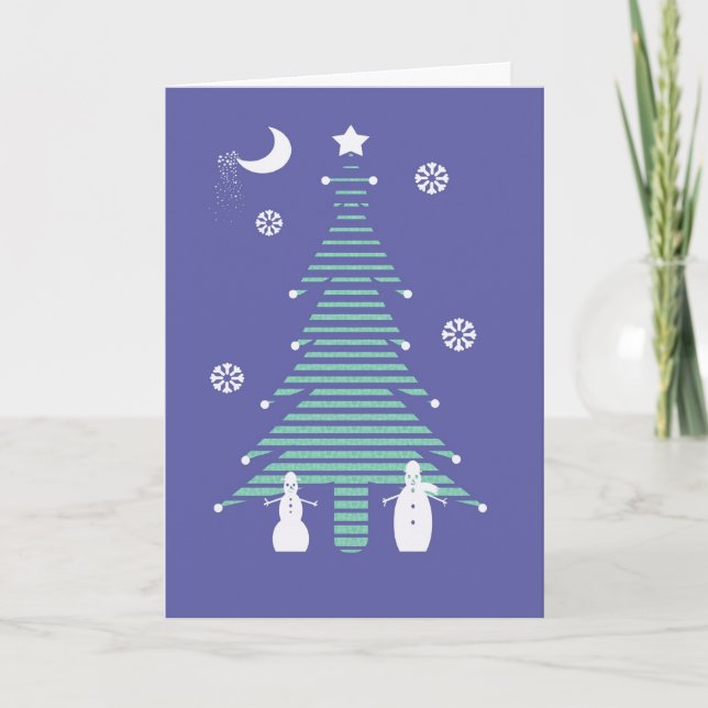 Tarjeta Festiva Navidades con nevadas y árboles (Anverso)