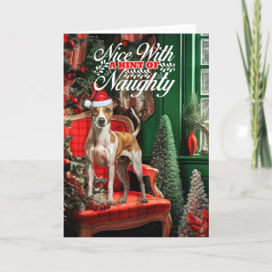 Tarjeta Festiva Navidades con perros mascotas traviesos o bonitos