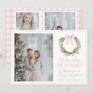 Tarjeta Festiva Navidades con placa de goma rosa preppy