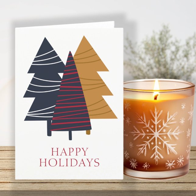 Tarjeta Festiva Navidades con temas de madera moderna personalizad (Modern Woodland Tree Themed Christmas Personalized Holiday Card by Ricaso. Simple and elegant card)