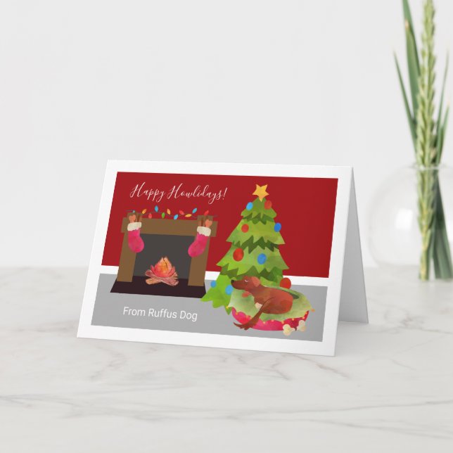Tarjeta Festiva Navidades con temas de perros felices de Howlidays (Anverso)