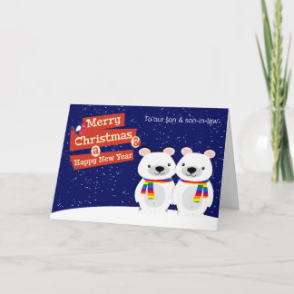 Tarjeta Festiva Navidades con temática gay osos polares personaliz