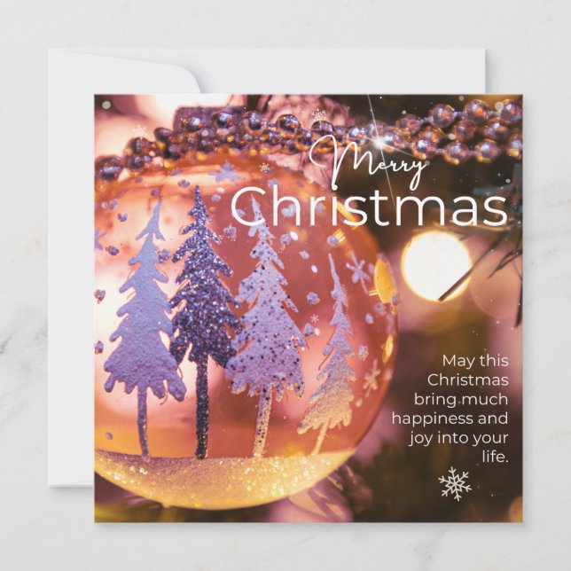 Tarjeta Festiva Navidades con un fondo de ornamento rosa #3 (Anverso)