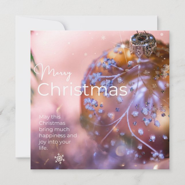 Tarjeta Festiva Navidades con un fondo de ornamento rosa #4 (Anverso)