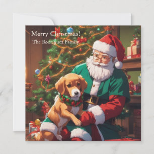 Tarjeta Festiva Navidades con un perro feliz