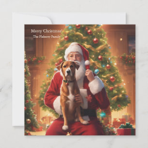 Tarjeta Festiva Navidades con un perro feliz
