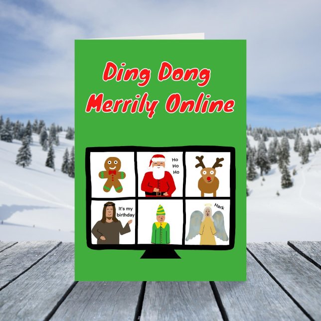 Tarjeta Festiva Navidades con zoom divertidos carol pun santa Jesu (Subido por el creador)