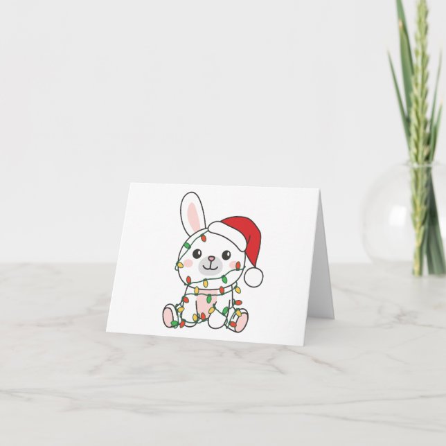 Tarjeta Festiva Navidades conejitas Animales de invierno conejos d (Anverso)
