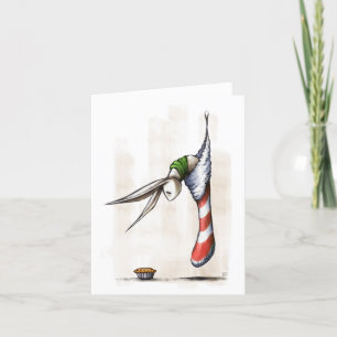 Tarjeta Festiva Navidades conejitos en un baile con un mástil