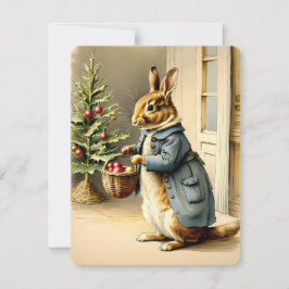 Tarjeta Festiva navidades conejo vintage