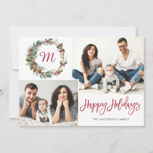 Tarjeta Festiva Navidades Cones de Pino 2 Fotos Saludo Collage