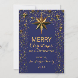 Tarjeta Festiva Navidades Confetti Purpurina de Navy Gold North St