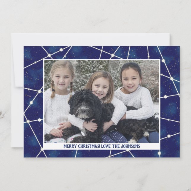 Tarjeta Festiva Navidades Constellations Familia Photo Winter Blue (Anverso)