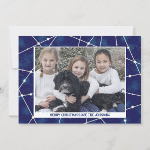 Tarjeta Festiva Navidades Constellations Familia Photo Winter Blue