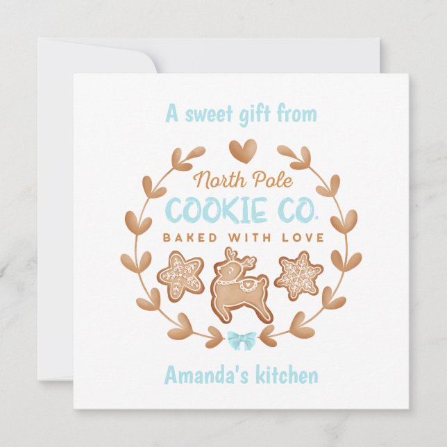 Tarjeta Festiva Navidades Cookie Exchange Gingerbread Blue (Anverso)