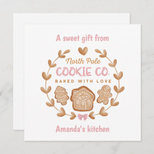 Tarjeta Festiva Navidades Cookie Exchange Gingerbread Pink