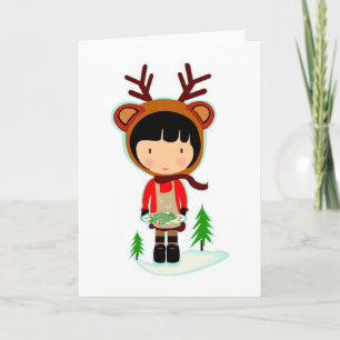 Tarjeta Festiva Navidades Cookie Kawaii