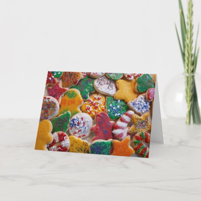 Tarjeta Festiva Navidades Cookies En Coloridas Vacaciones (Anverso)