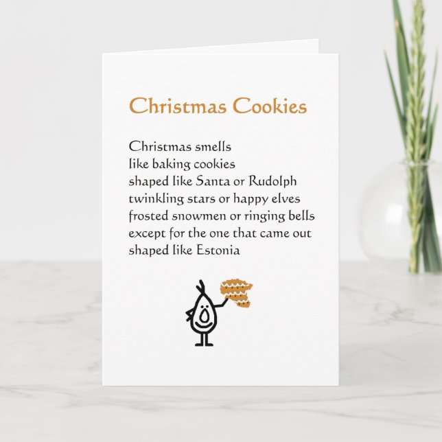 Tarjeta Festiva Navidades Cookies - un poema de Navidades divertid (Anverso)