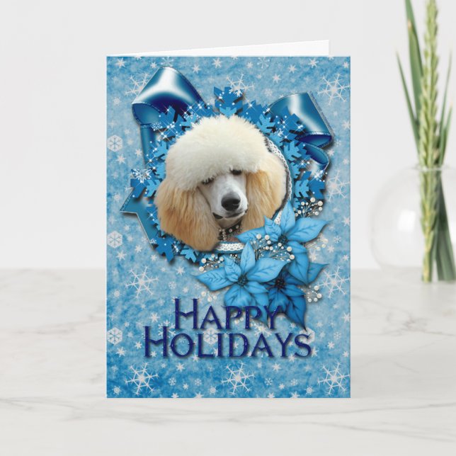 Tarjeta Festiva Navidades - Copo de nieve azul - Carbón - Apricot (Anverso)