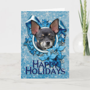 Tarjeta Festiva Navidades - Copos de nieve azules - Chihuahua