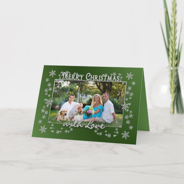 Tarjeta Festiva Navidades Copos de nieve - Inserción de foto - Ver (Anverso)