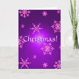 Tarjeta Festiva Navidades Copos De Nieve Rosados En Inglés En Vaca