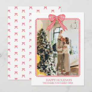 Tarjeta Festiva Navidades Coquette Bow Photo Grandmillennial