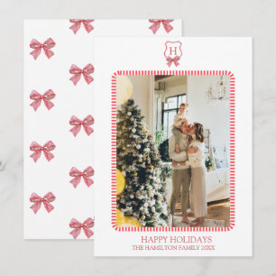 Tarjeta Festiva Navidades Coquette Escudo Foto Grandmillennial