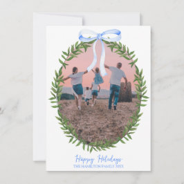 Tarjeta Festiva Navidades Coquette Wreath Photo Grandmillennial