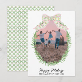 Tarjeta Festiva Navidades Coquette Wreath Photo Grandmillennial