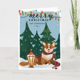 Tarjeta Festiva Navidades CORGI Brown alumbran diversión Minimalis
