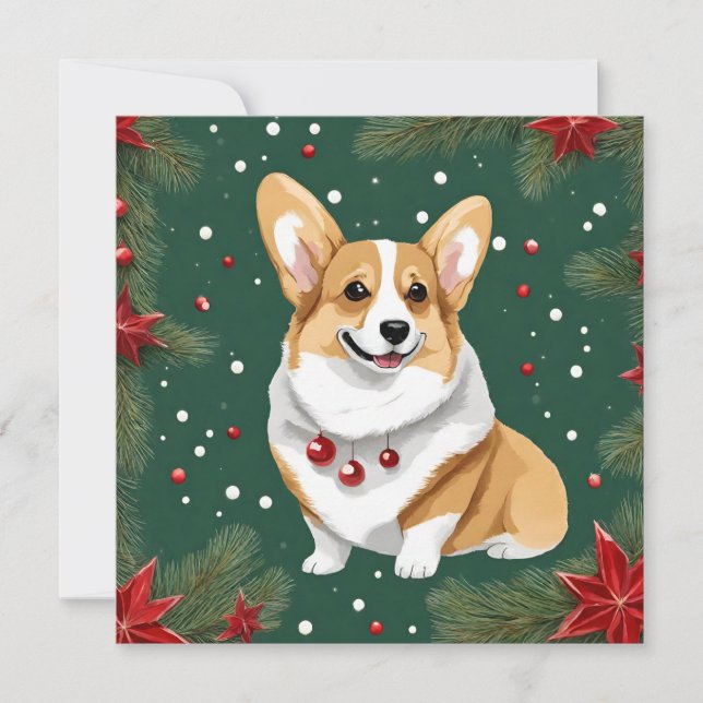 Tarjeta Festiva Navidades Corgi Dog (Anverso)