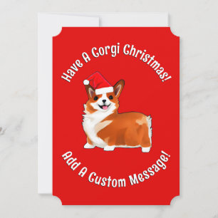 Tarjeta Festiva Navidades Corgi Dog Con Santa Hat