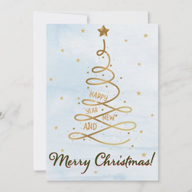 Tarjeta Festiva Navidades corporativos botánicos y elegantes de ac (Anverso)