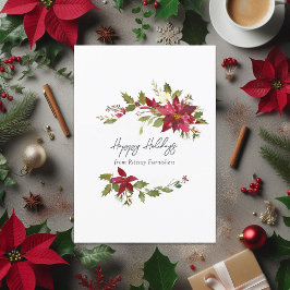 Tarjeta Festiva Navidades corporativos de acuarela floral