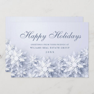 Tarjeta Festiva navidades corporativos de copas de nieve 3D saluda