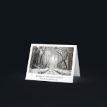 Tarjeta Festiva Navidades corporativos de Winter Scene<br><div class="desc">Navidades corporativos con una escena invernal junto con el saludo "Los deseos de vacaciones más cálidos". Utilice la plantilla para agregar su nombre comercial bajo el saludo y su mensaje personalizado en el interior en blanco y negro. Esta tarjeta de Navidades no fotográficos de estilo minimalista también es genial para...</div>
