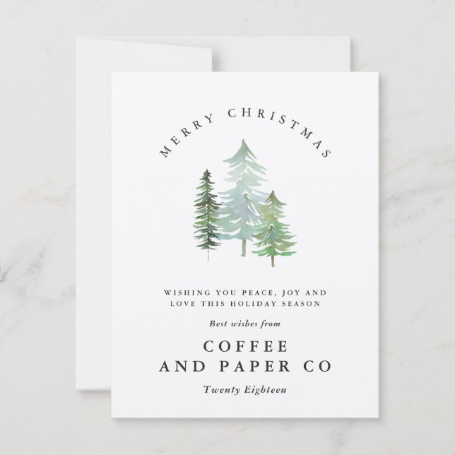 Tarjeta Festiva Navidades corporativos del bosque acuático (Anverso)