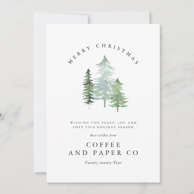 Tarjeta Festiva Navidades corporativos del bosque acuático (Anverso)