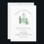 Tarjeta Festiva Navidades corporativos del bosque acuático<br><div class="desc">Un elegante diseño de vacaciones de temática natural. Parte de una colección. Con texto elegante y hermoso diseño de selva acuarela.</div>