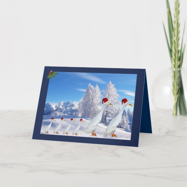 Tarjeta Festiva Navidades corredores pato (Anverso)