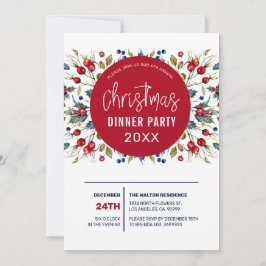 Tarjeta Festiva Navidades cortaban bayas rojas y follaje verde